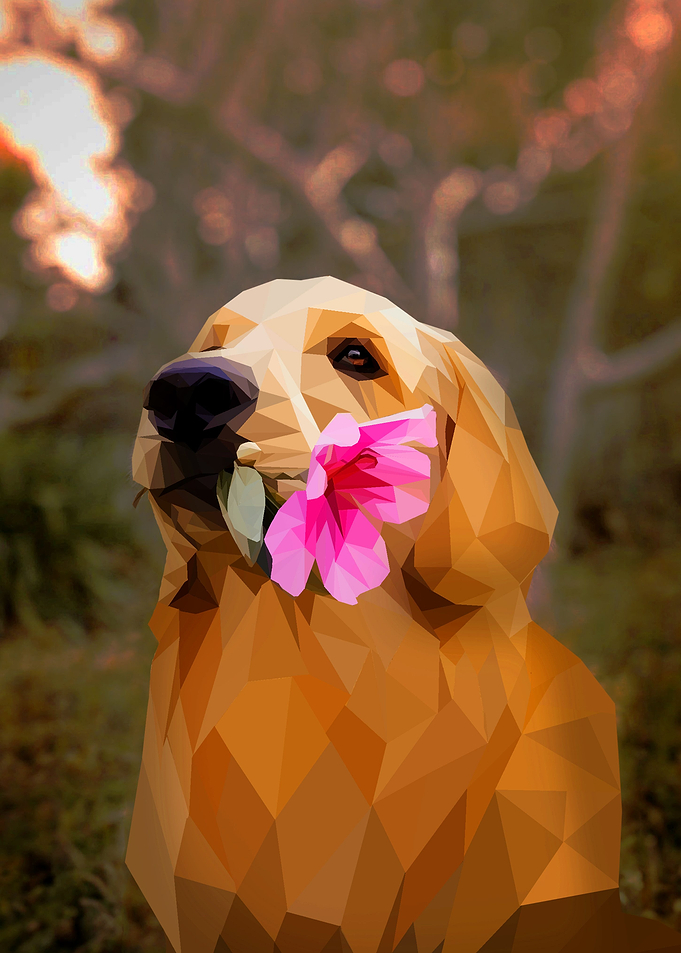 Dog in Low Poly Style Art