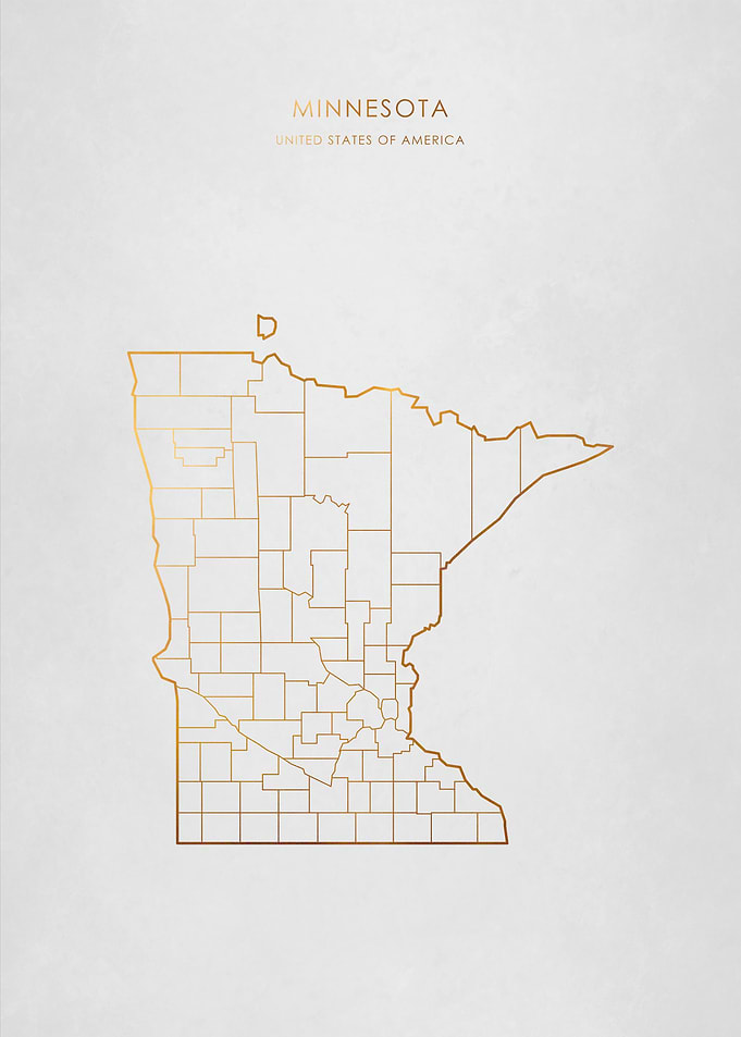 Gold Minnesota State Map