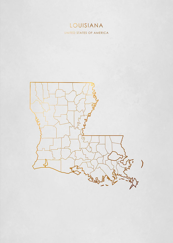 Gold Louisiana State Map