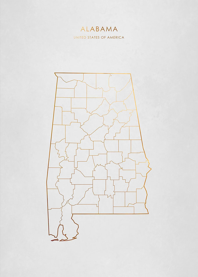 Gold Alabama State Map