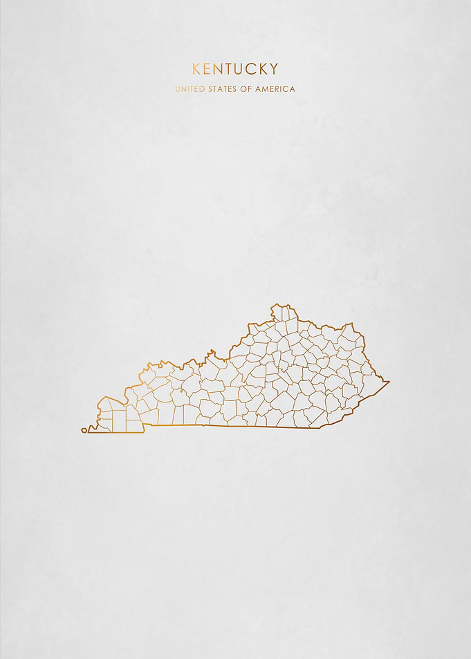 Gold Kentucky State Map