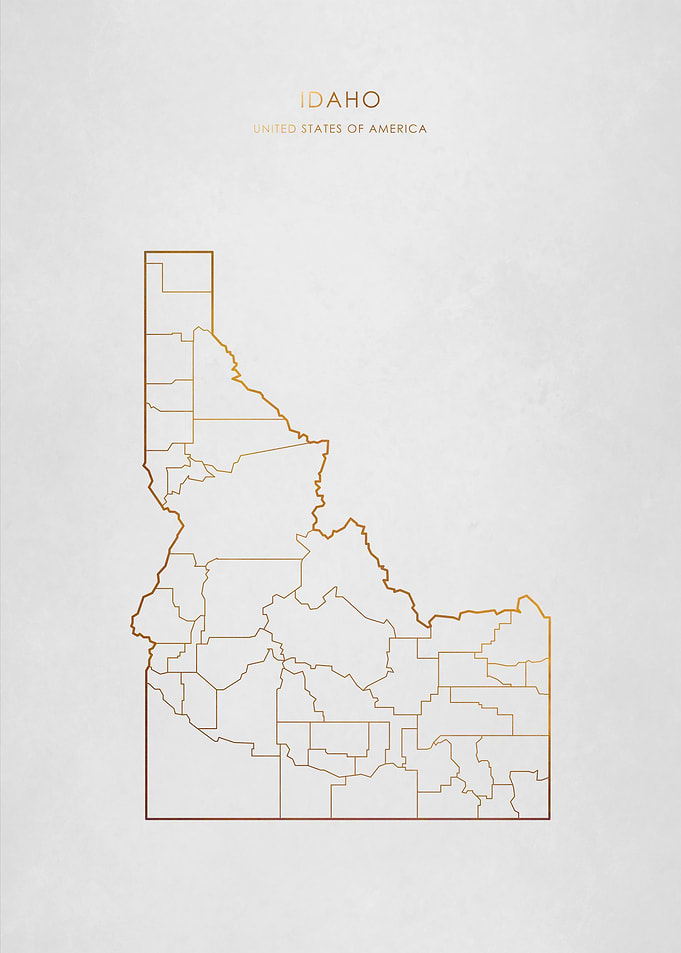 Gold Idaho State Map