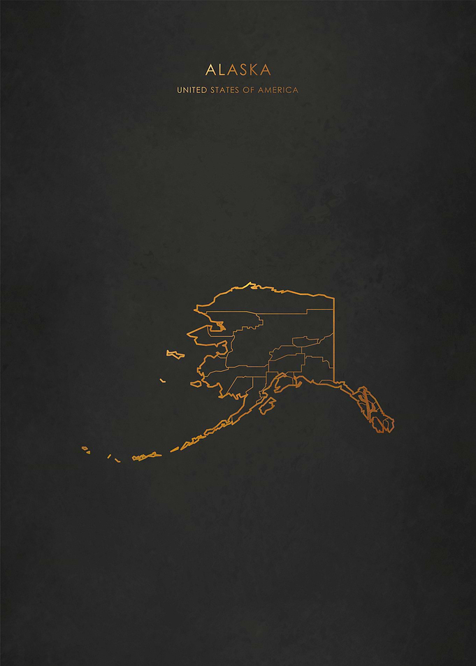 Gold Alaska State Map