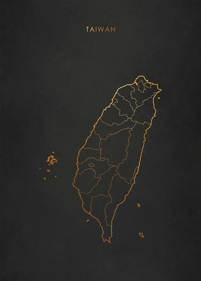 Gold Taiwan Map