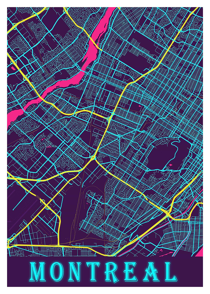Montreal Neon City Map