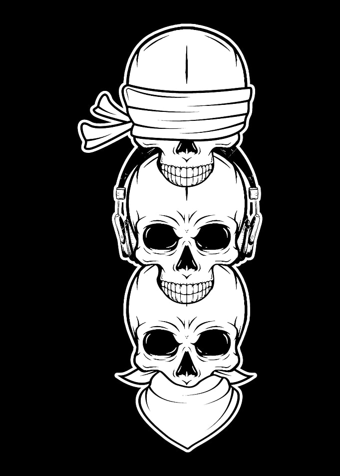 Deaf Dumb Blind Skulls Pun