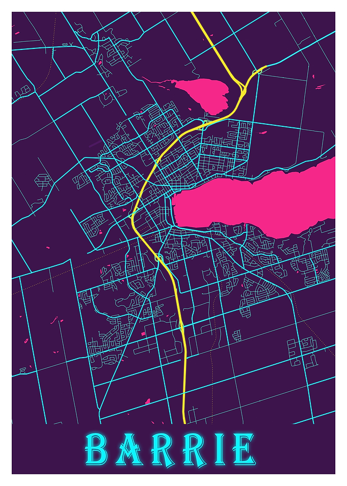 Barrie Neon City Map