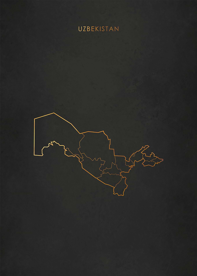 Gold Uzbekistan Map
