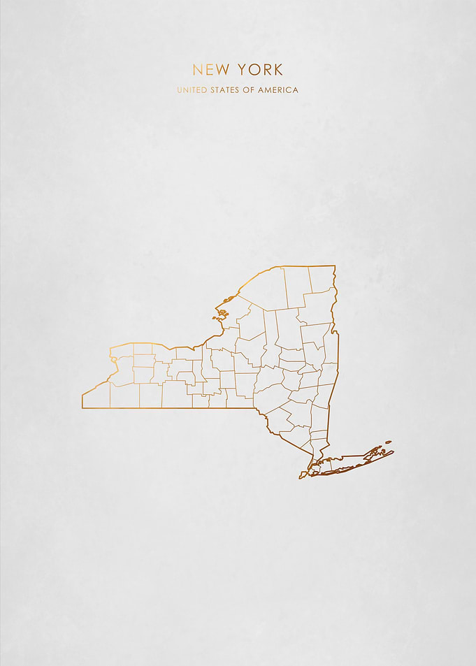 Gold New York State Map