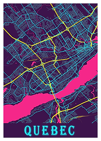 Quebec Neon City Map