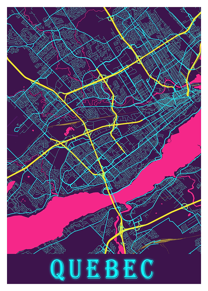Quebec Neon City Map