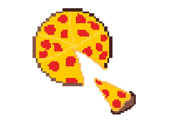 Pixel art pizza full slice