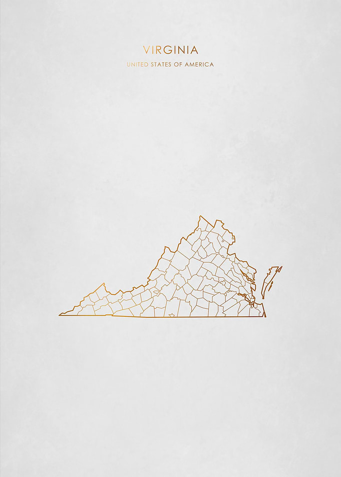 Gold Virginia State Map