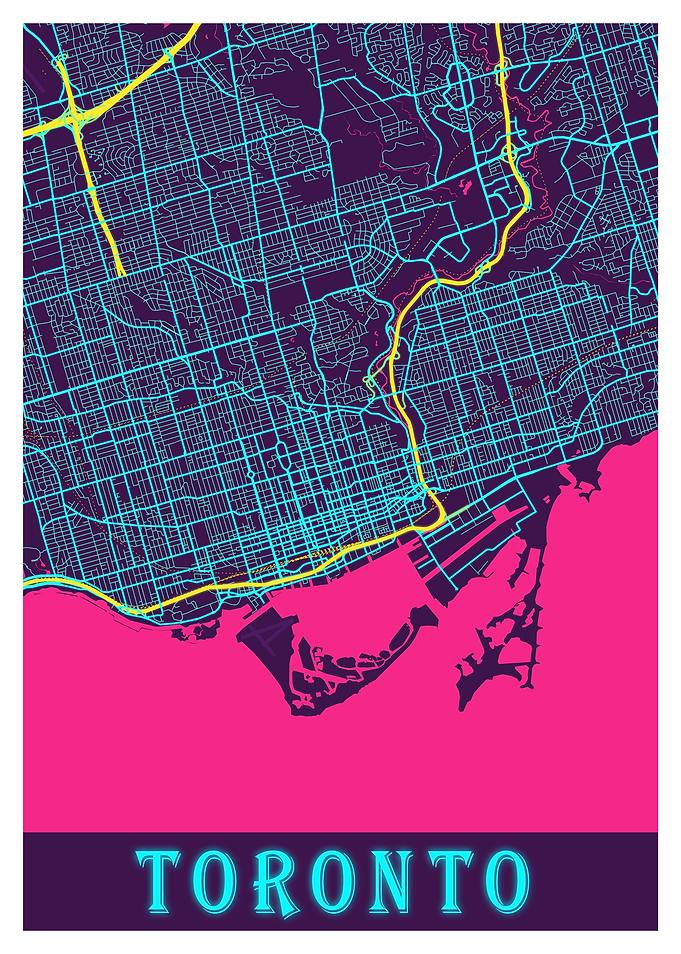 Toronto Neon City Map