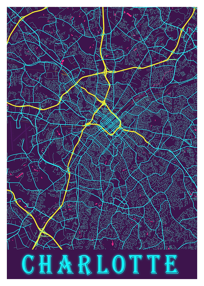 Charlotte Neon City Map