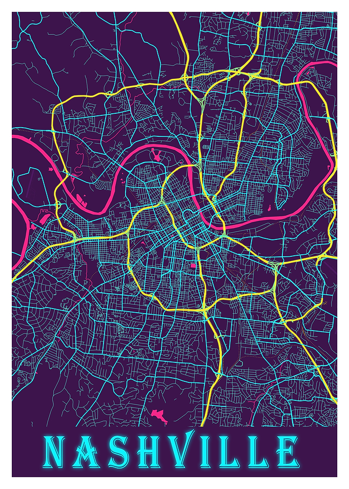 Nashville Neon City Map