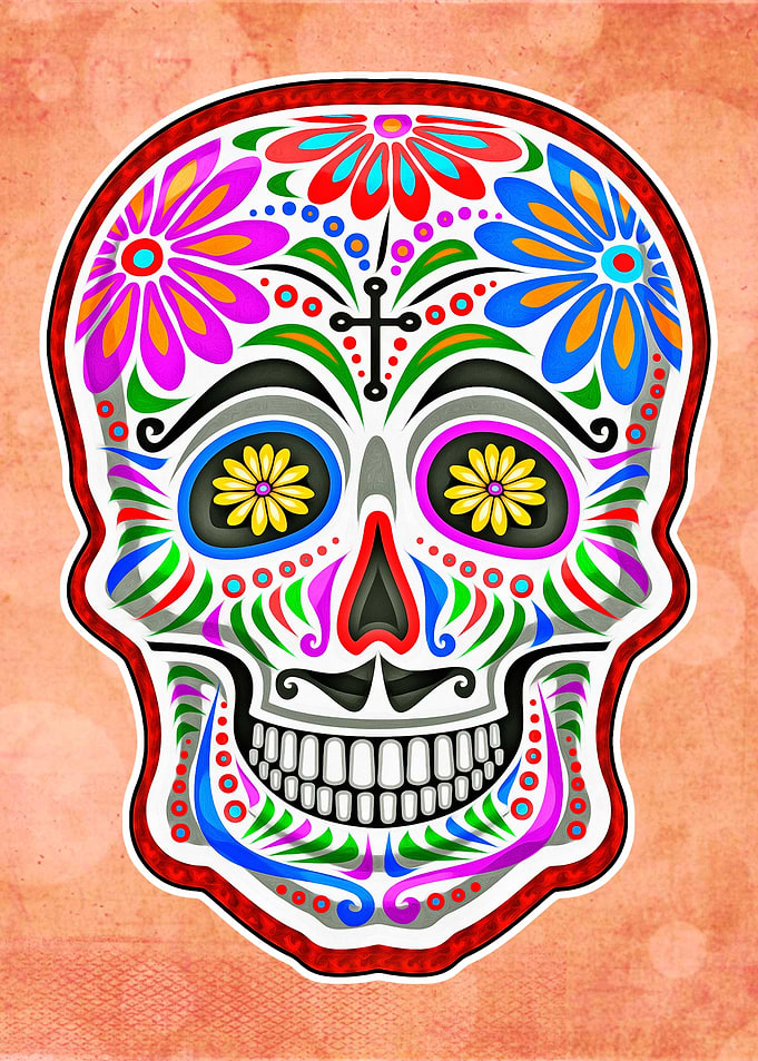 Colorful Sugar Skull Art