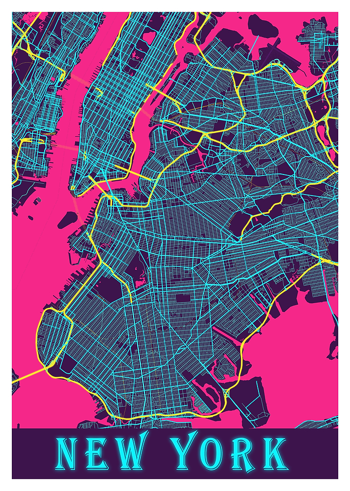 New York Neon City Map