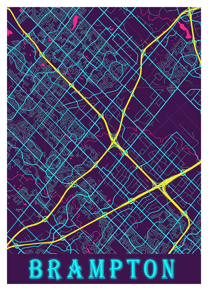 Brampton Neon City Map