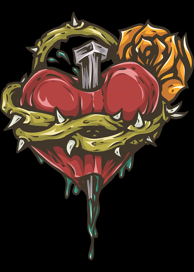Heart Thorns Nail Rose