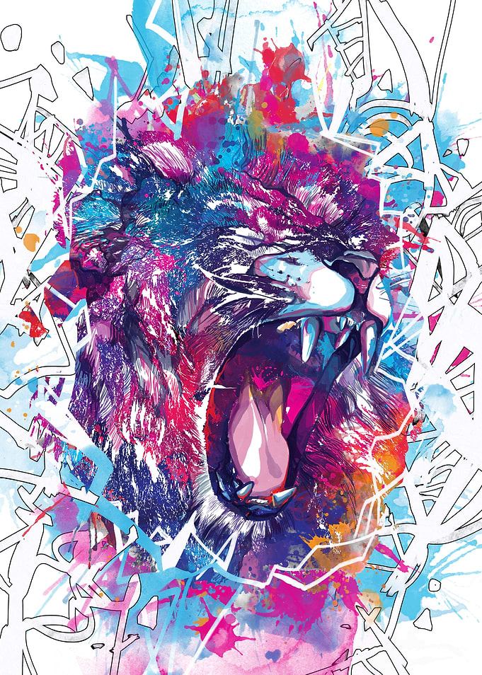 angry lion