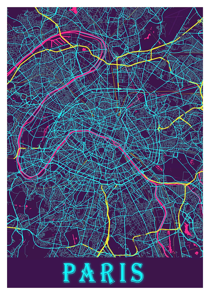 Paris Neon City Map