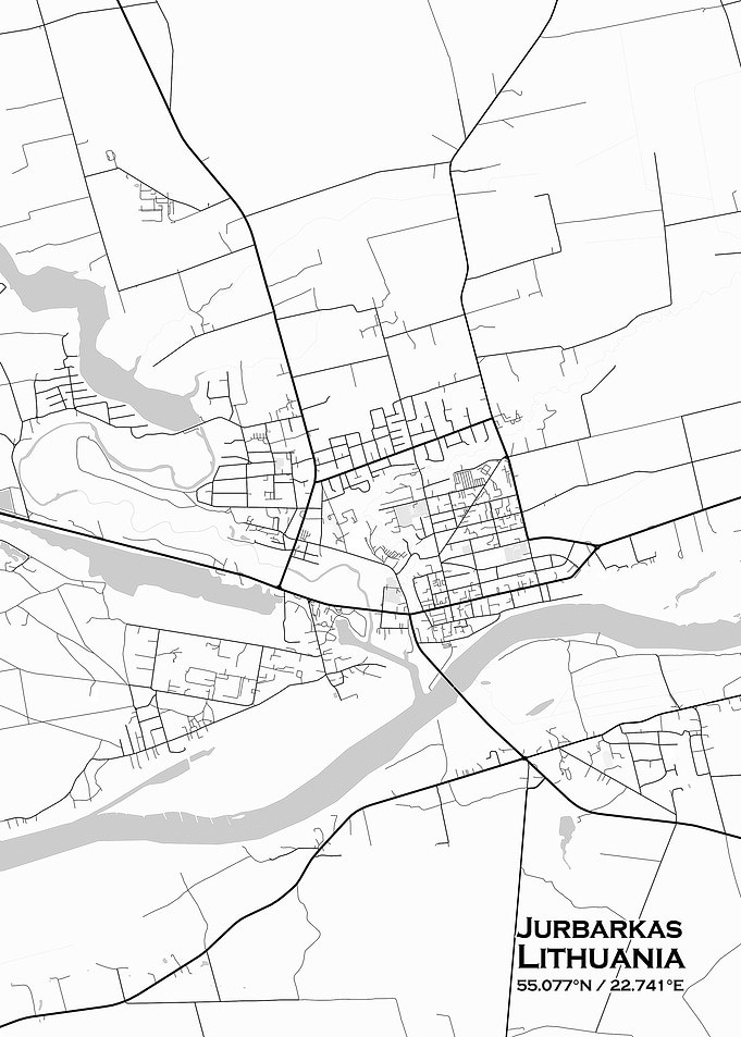 Jurbarkas White Map