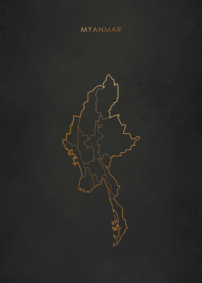 Gold Myanmar Map