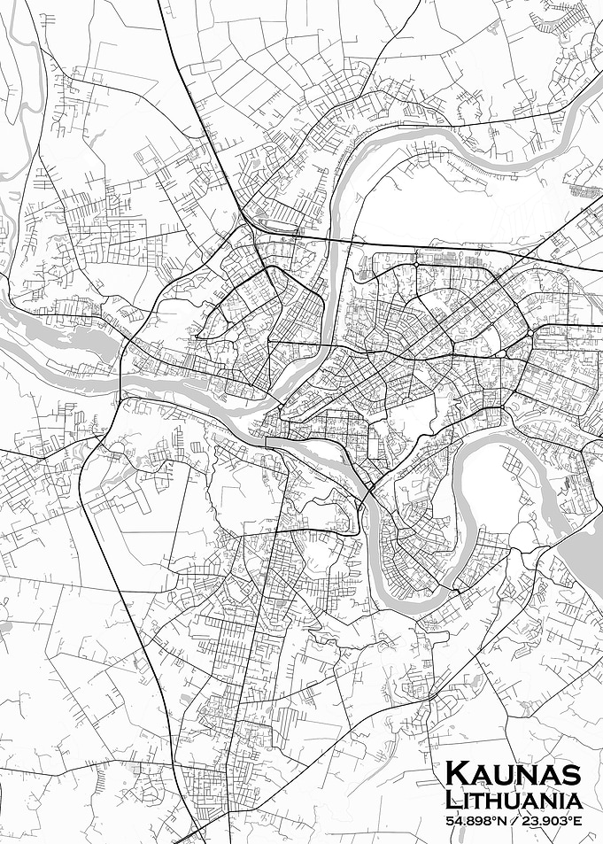 Kaunas White Map