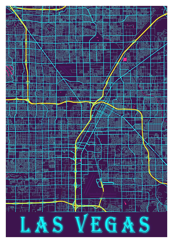 Las Vegas Neon City Map