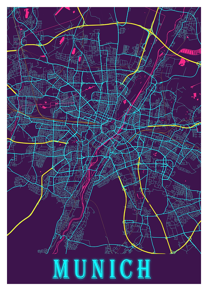 Munich Neon City Map