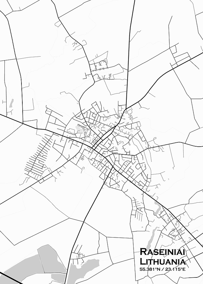 Raseiniai White Map