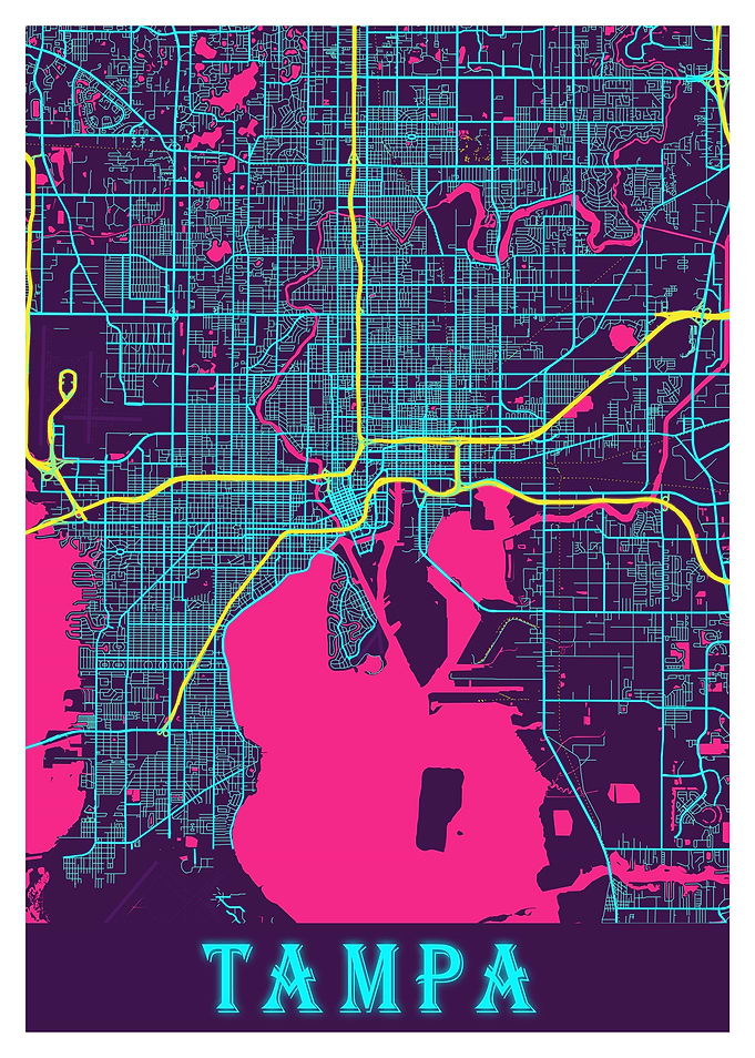 Tampa Neon City Map