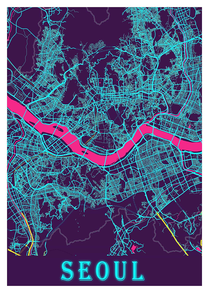 Seoul Neon City Map