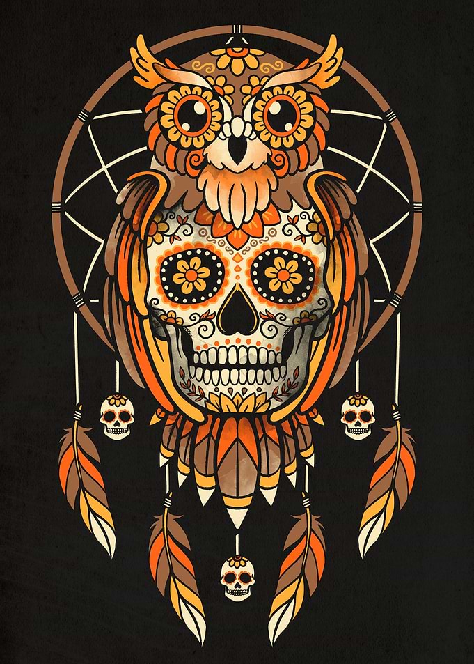 Calavera owl dreamcatcher