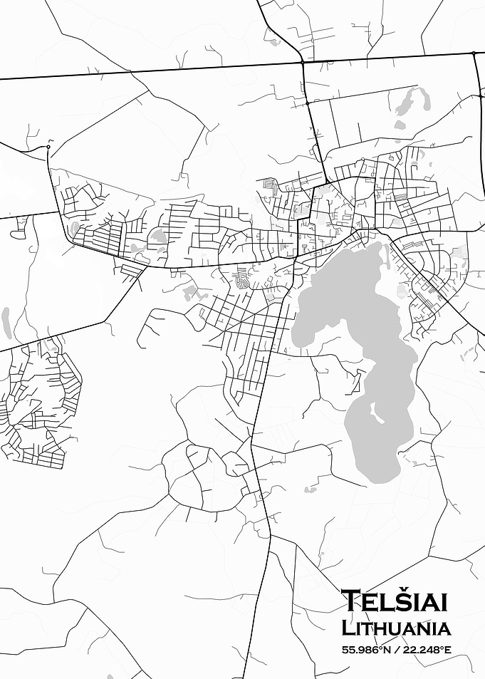 Telsiai White Map