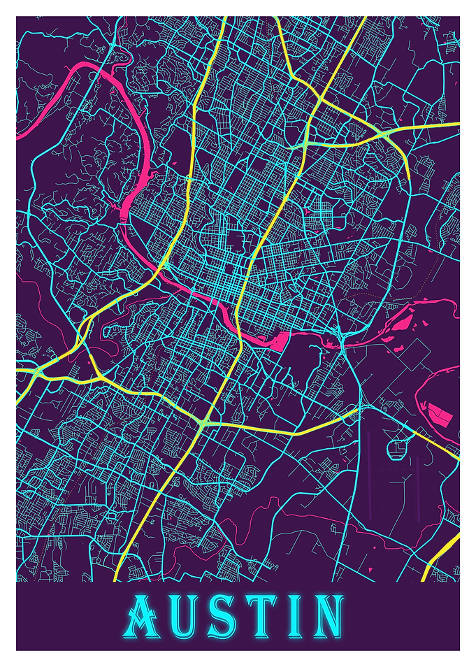 Austin Neon City Map