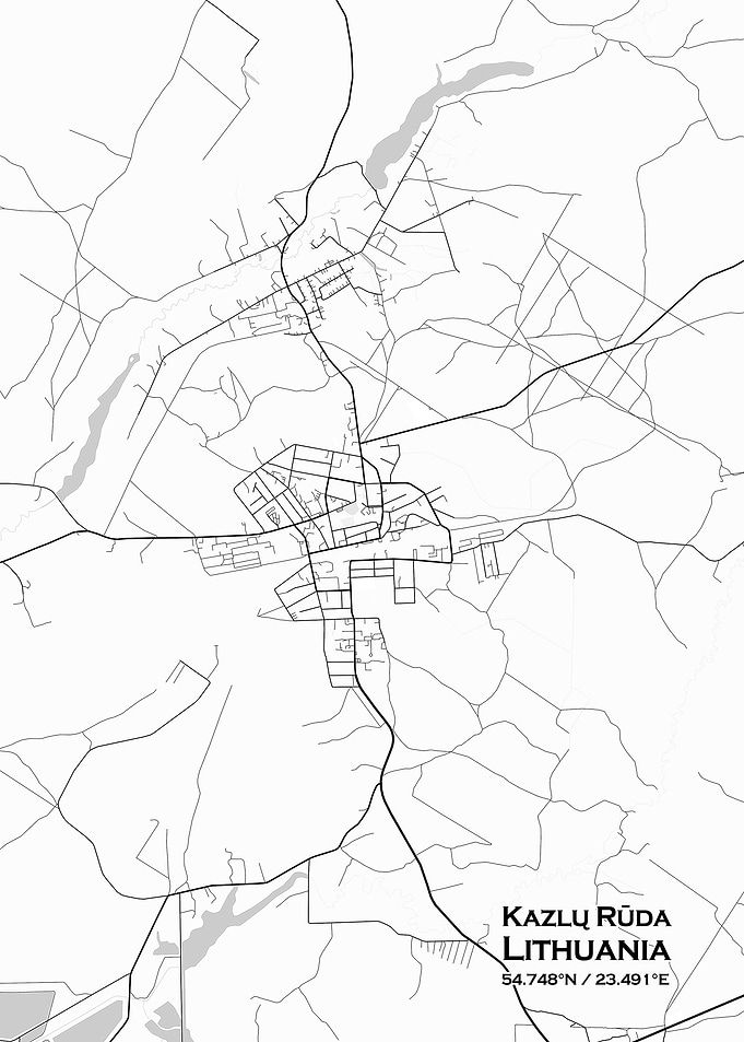 Kazlu Ruda White Map