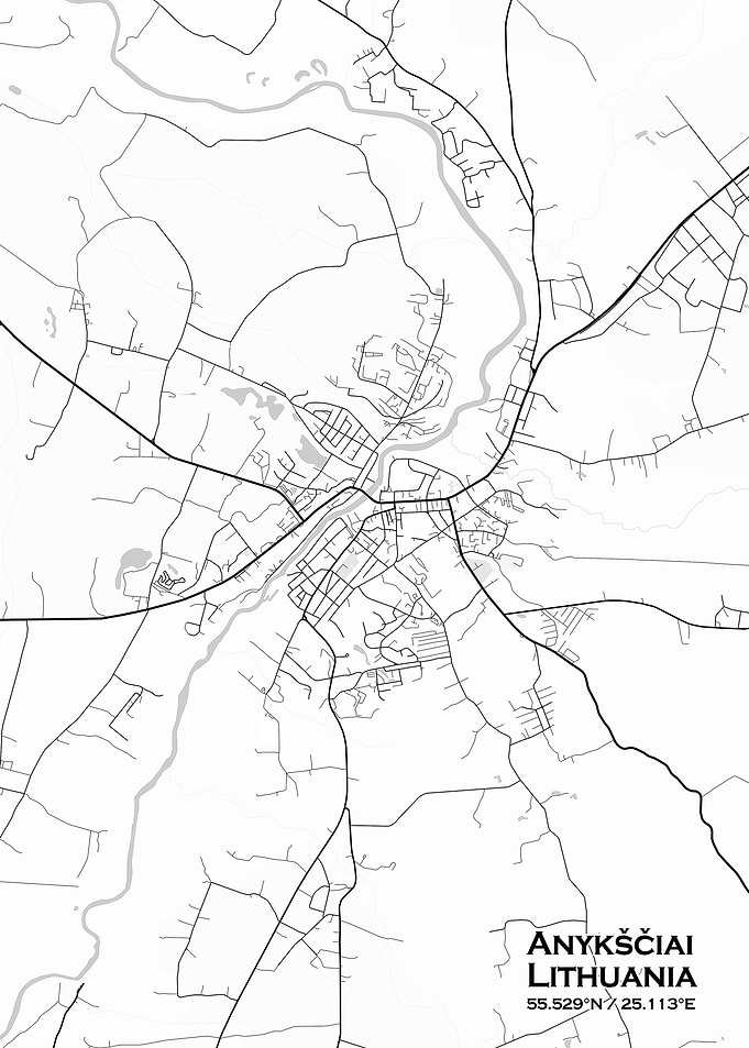 Anyksciai White Map