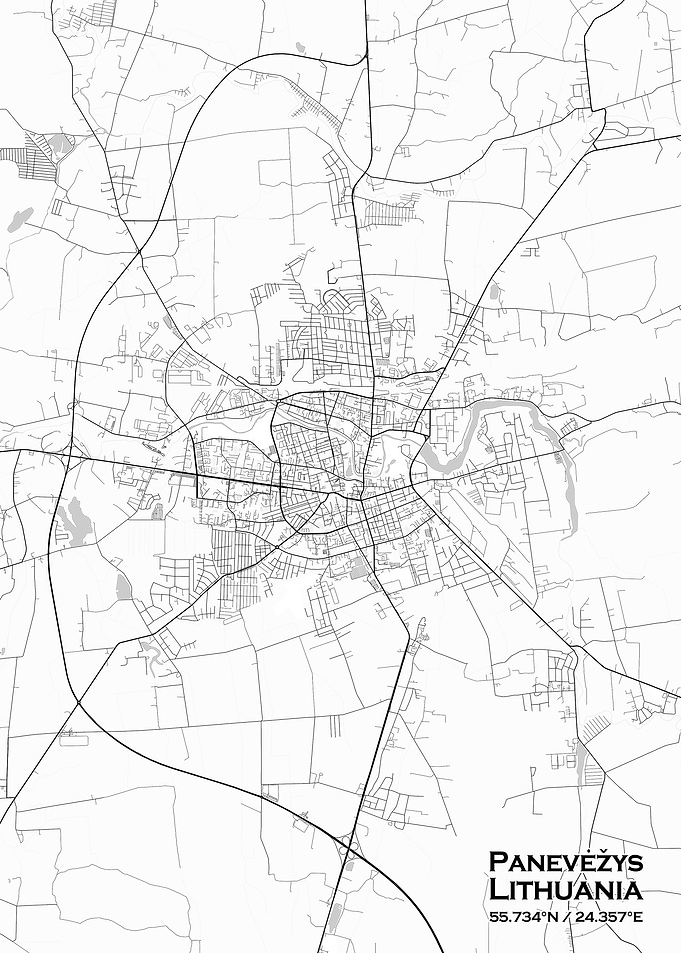 Panevezys White Map