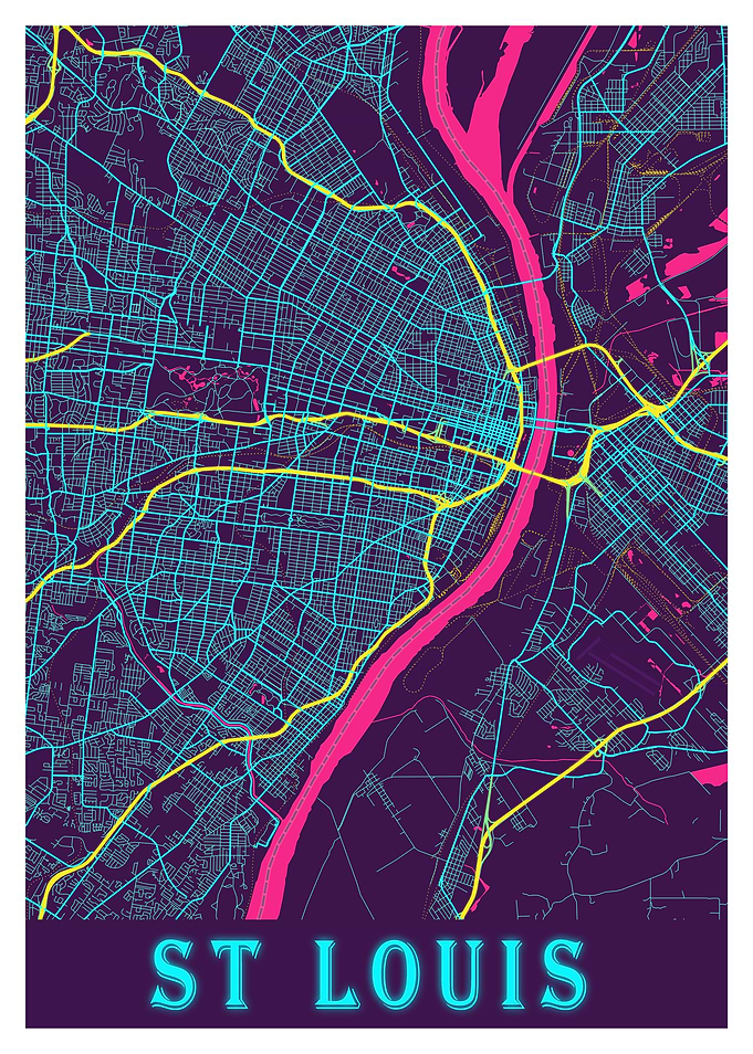 St Louis Neon City Map