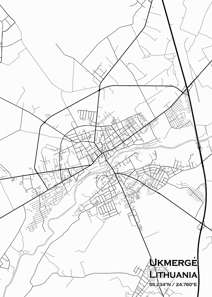 Ukmerge White Map