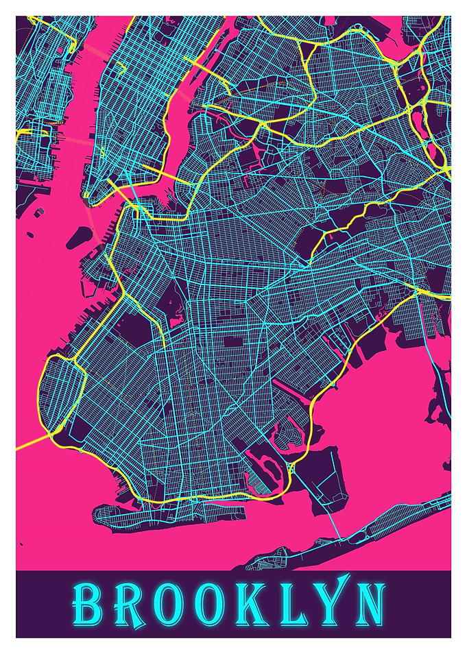 Brooklyn Neon City Map