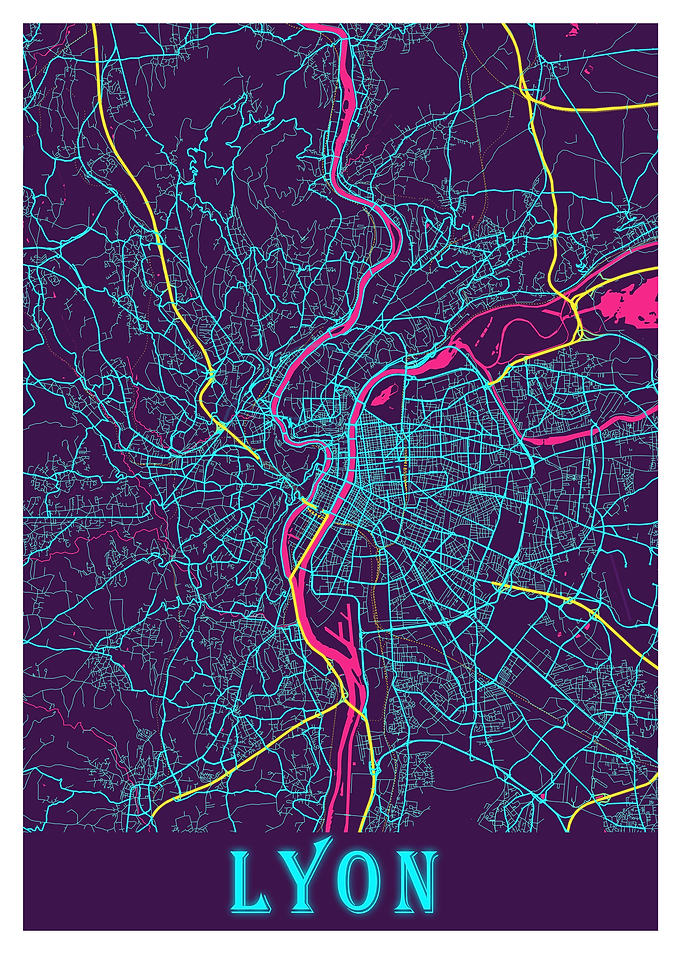 Lyon Neon City Map