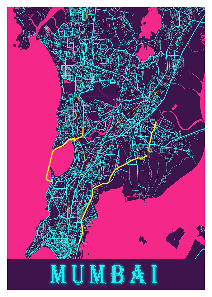 Mumbai Neon City Map
