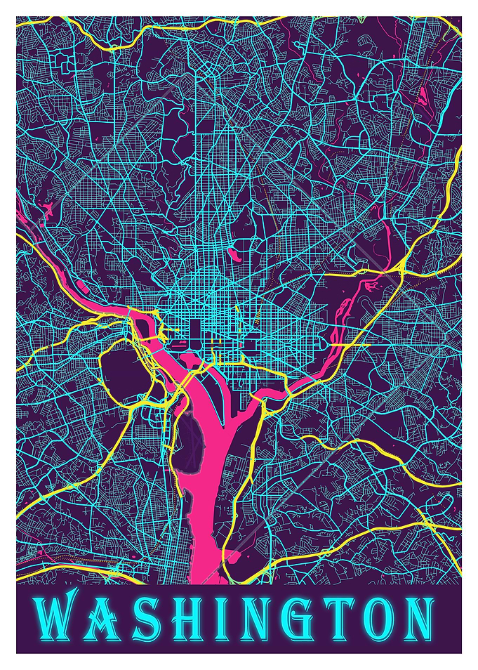 Washington Neon City Map