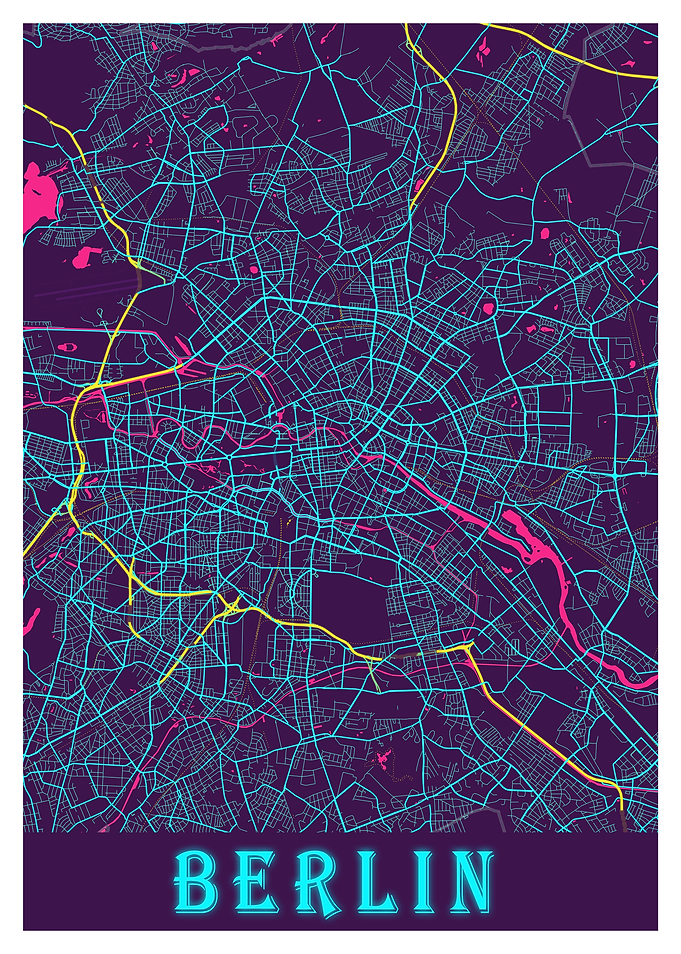 Berlin Neon City Map