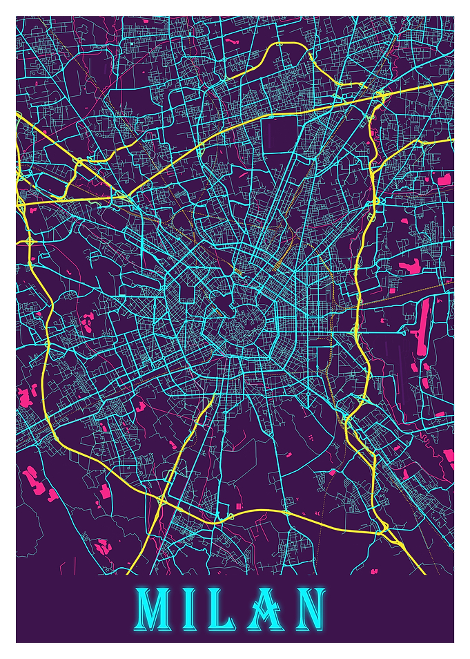 Milan Neon City Map