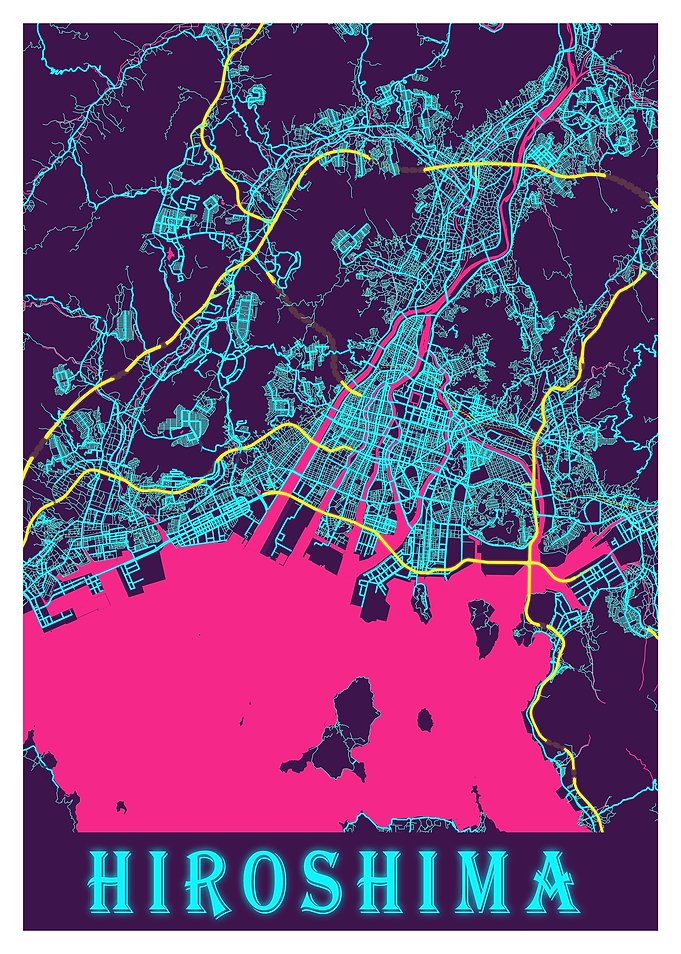 Hiroshima Neon City Map