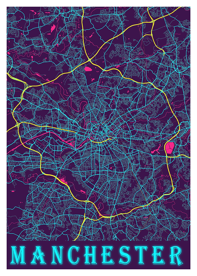 Manchester Neon City Map